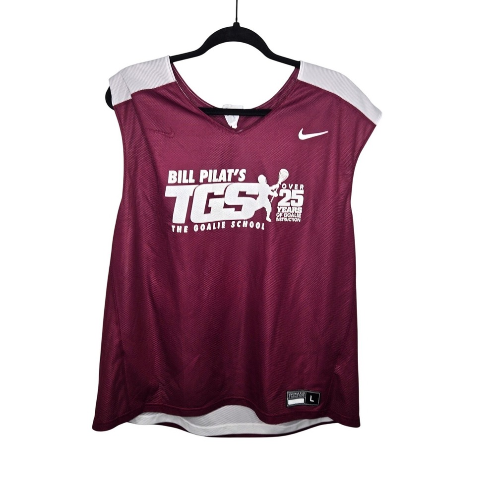 Nike Lacrosse Jersey Mens Large Maroon Reversible Bill Pilat The Goalie School